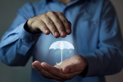 Man with hologram umbrella